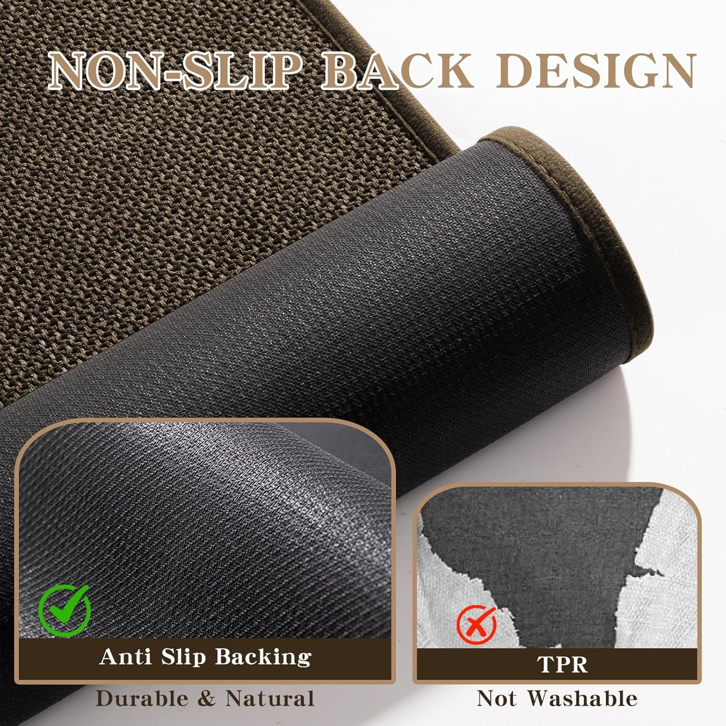 chakme Bathroom Rugs Mat 47x24, Ultra Thin Non Slip Bath Mat Large Quick Dry Absorbent Bath Mat for Bathroom Floor, (Brown, 47"x24")