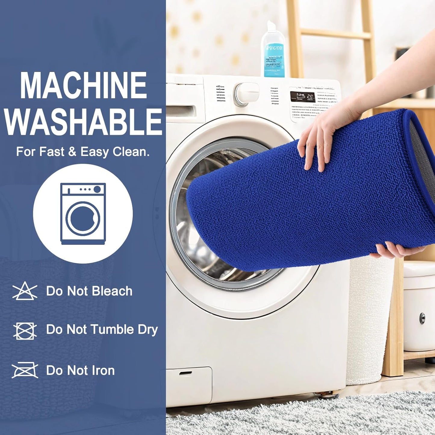 OLANLY Thick Memory Foam Bath Mat Rug 24x16, Extra Soft Absorbent Bathroom Rug, Quick Dry Bath Mats, Non-Slip, Machine Washable Carpet for Bathroom, Tub and Shower, Home Decor Accessories, Royal Blue