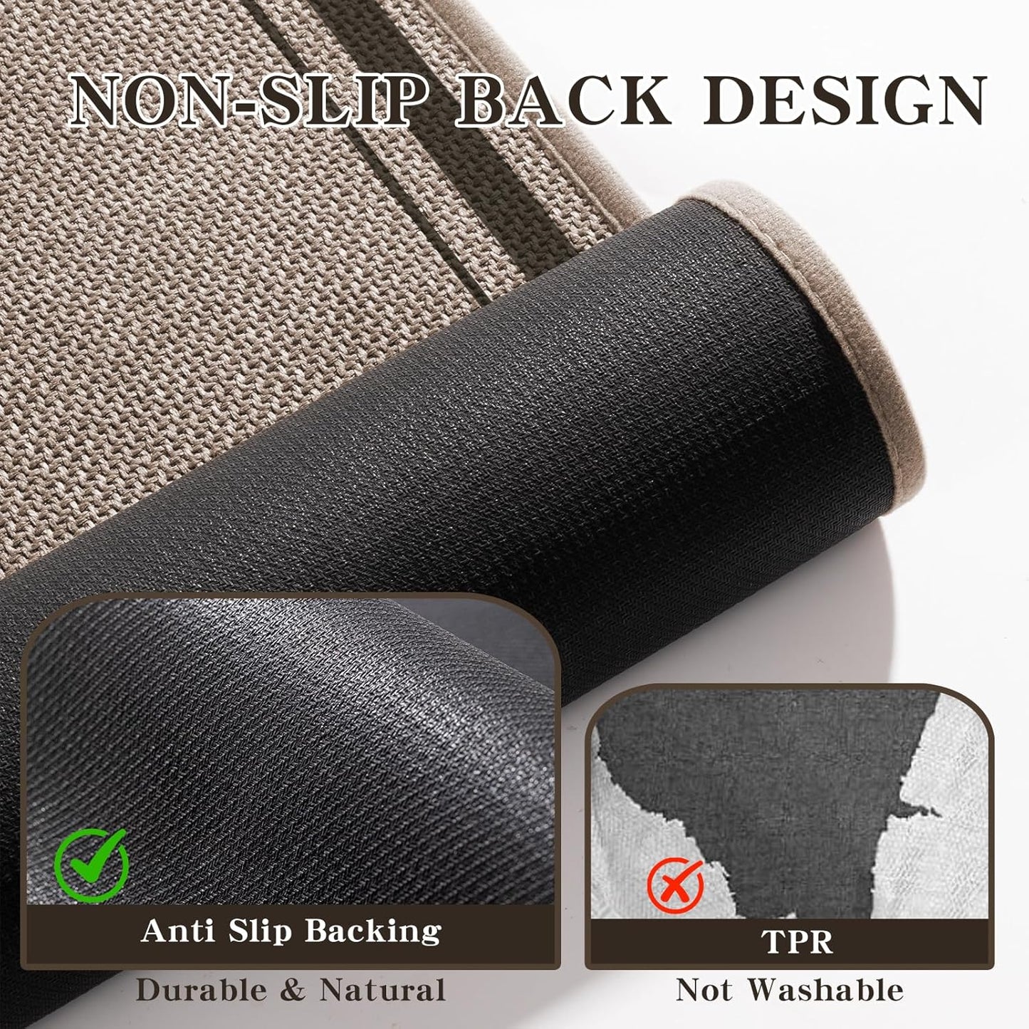 chakme Bathroom Rugs Mat 24x17, Ultra Thin Non Slip Bath Mat Small Quick Dry Absorbent Bath Mat for Bathroom Floor, (Dark Beige, 24"x17")