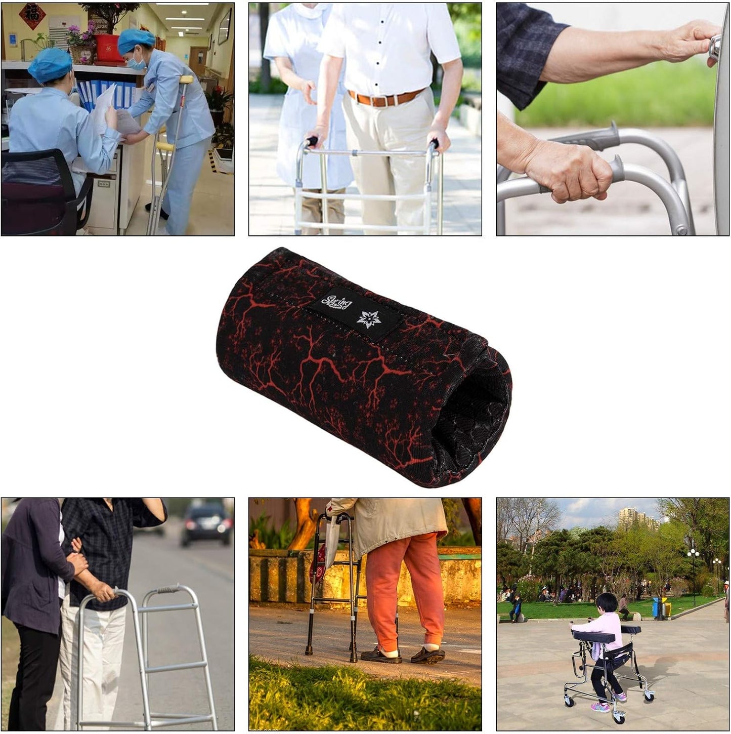 Spring Seaon Universal Walker Handle Padded -Hand Grip (2 Pack) Covers Non-Slip Cushion Padding for Folding Rolling Walker,Rollator Handle-Crutch Handle Pad Grips- Mobility Aid