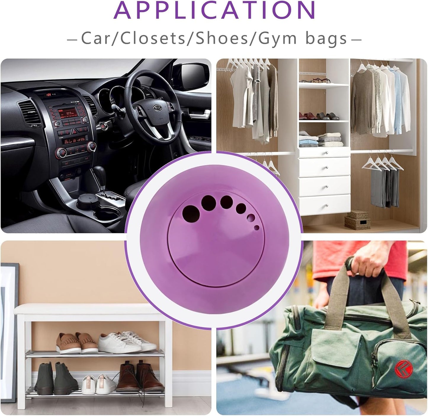 Knixmax Shoe Deodorizer Balls, Boot Deodorizing Shoe Odor Eater Ball Sneaker Deodorants, Gym Bags Lockers Car Air Fresheners, 6 Packs Lavender Purple