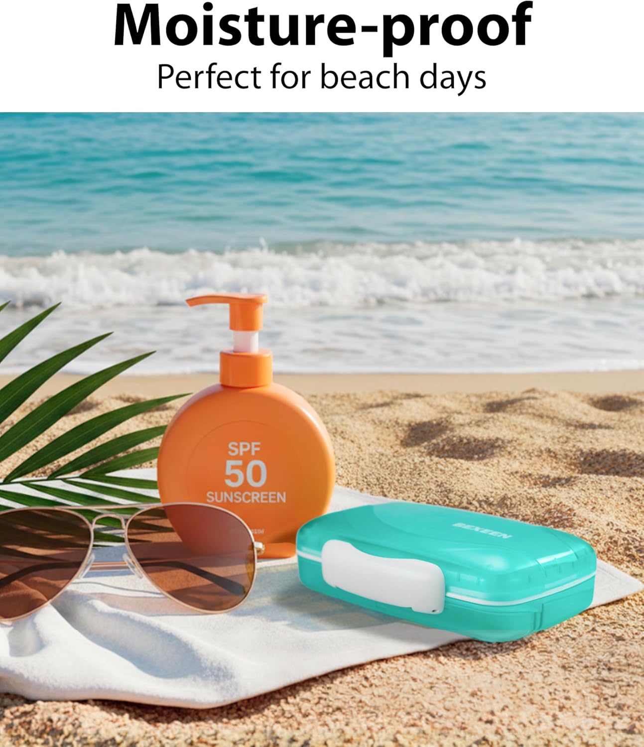 Travel Pill Organizer - Airtight Medicine Case for Traveling Portable Pharmacy Box with Labels Vitamin Container 8 Compartment Supplement Medication Holder Large Capacity Daily (Green)