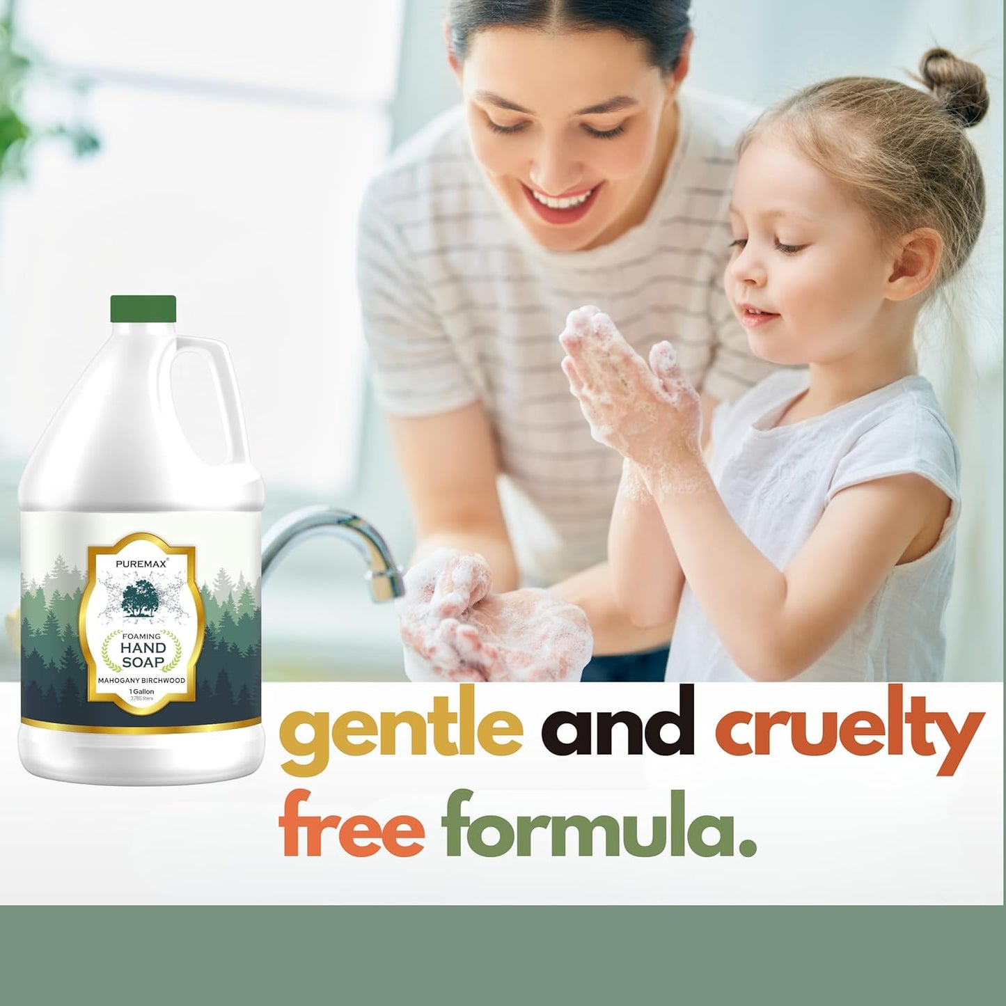 Foaming Hand Soap Refills | Mahogany Birchwood | Gentle, Moisturizing | All-Natural | Made in USA | 128 Fl Oz (1 Gallon) |