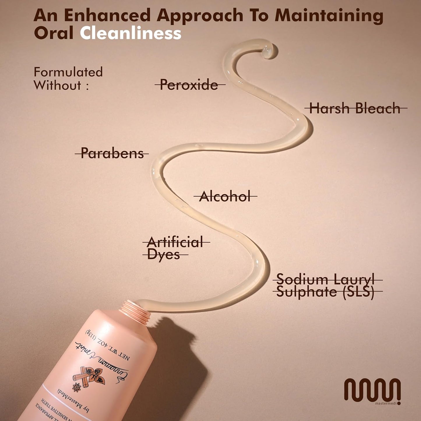 MasterMedi Nano Hydroxyapatite Toothpaste (Inspired by 10% nHA Formulas), Fluoride-Free, Whitening & Sensitivity Relief, Enamel Repair Support, SLS-Free, Xylitol, Mint & Cinnamon 4 Oz (Pack of 3)