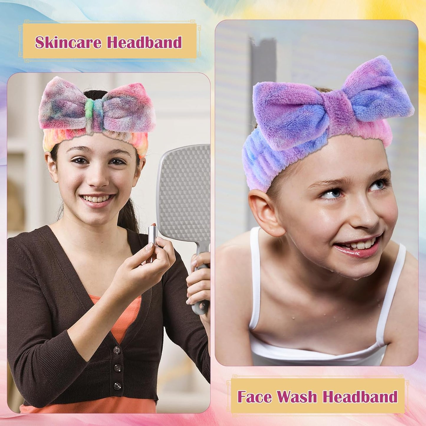 WSYUB Makeup&Skincare Headband, Spa Headband, Headbands for Washing Face, Stuffers for Teens Women, Bow Headbands for Girls Gifts