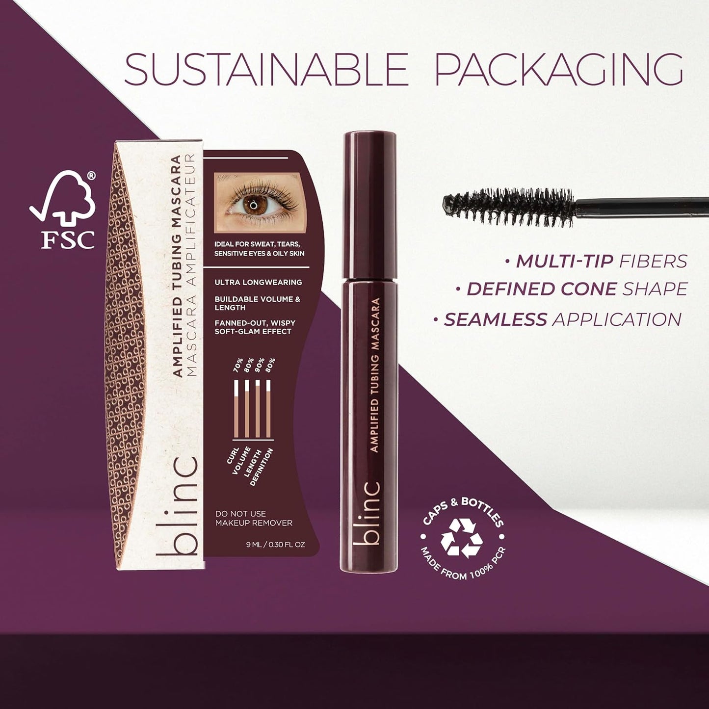 Blinc Amplified Tubing Mascara, Ultra-Longwearing Washable Mascara