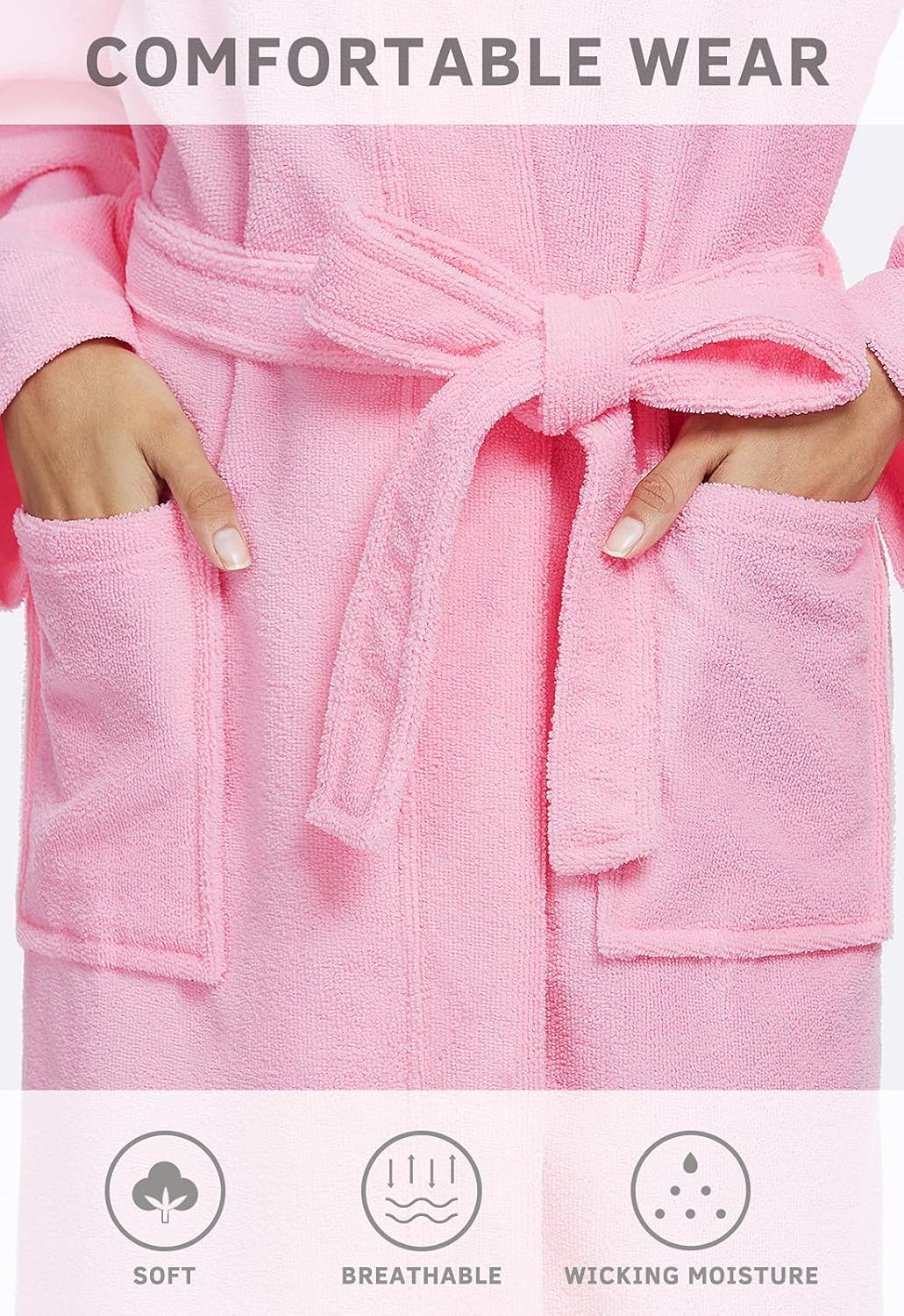 Orrpally Women Kimono Robes Lightweight Terry Cloth Bathrobe Knee Length Bath Robe
