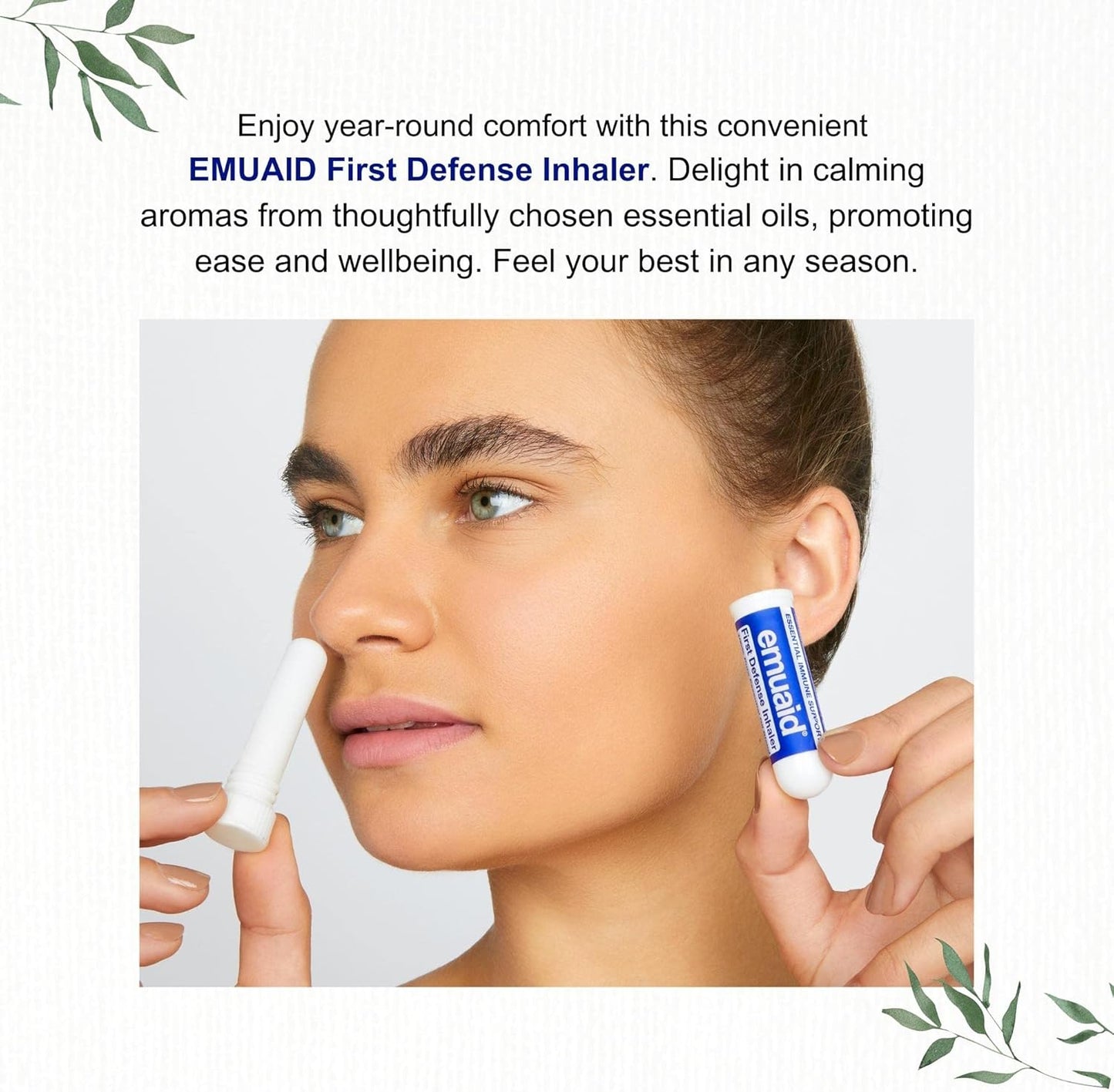 emuaid First Defense Nasal Inhaler Stick – Natural Essential Oil Nasal Stick for Clear Breathing, Focus, Nasal Health, Seasonal Wellness, and Airway Comfort