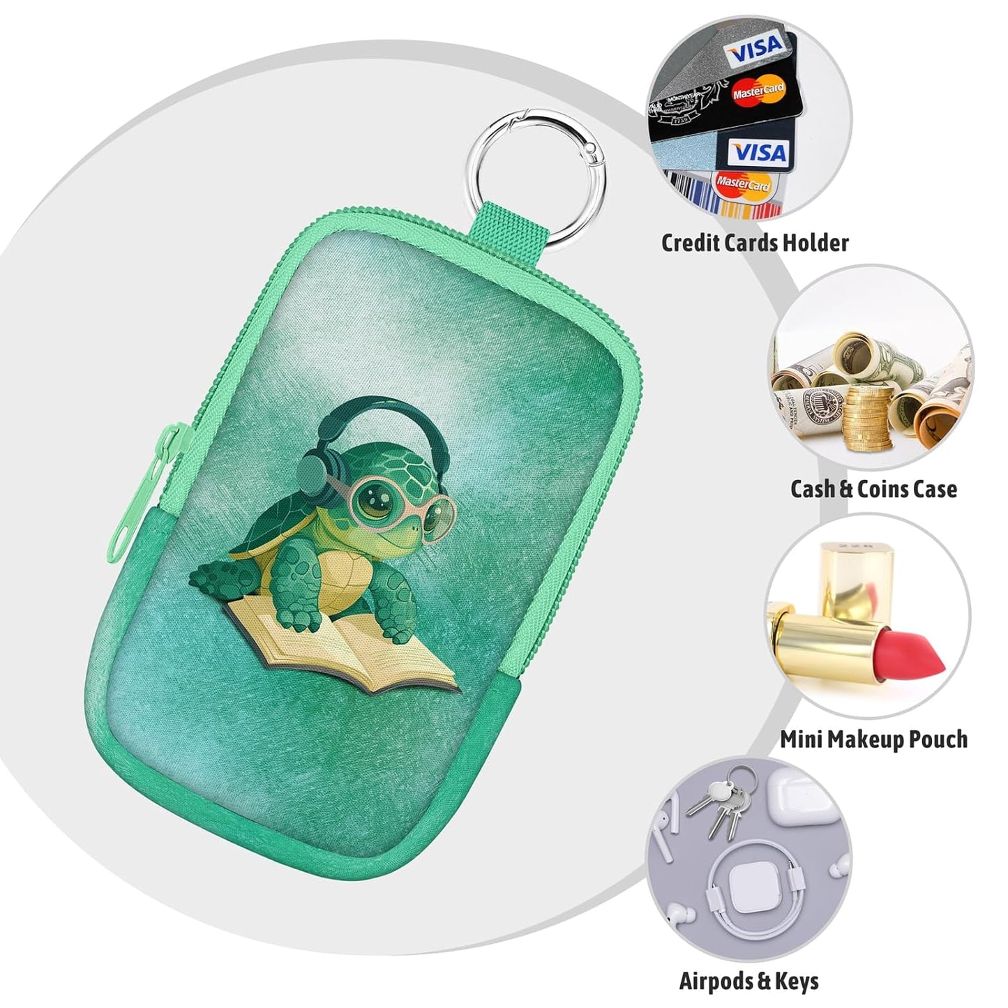 Cute Sea Turtle Book Hand Sanitizer Spray Case, Hand Sanitizer Holder Zippered Pouch, Fashion Accessory with Snap Hook for Glow Mist and Power Mist 1FL OZ