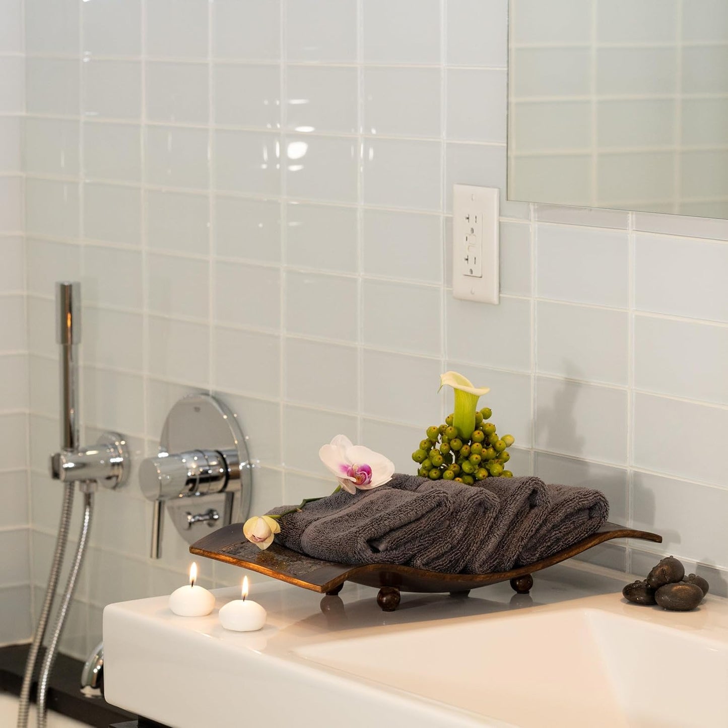 Mosobam Luxury Turkish Towels Set of 8 Washcloths 13X13 Charcoal Gray (Dark Grey) 700 GSM Bamboo Viscose & Aegean Turkish Combed Cotton