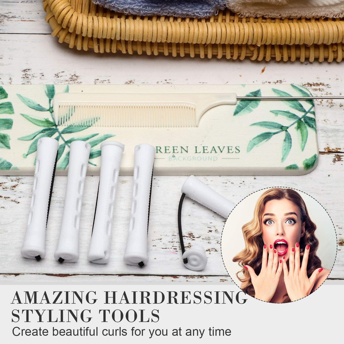 WILLBOND 36 Pieces Cold Wave Rod Hair Perm Rods Hair Rollers Perming Curlers with Steel Rat Tail Comb for Hairdressing Styling