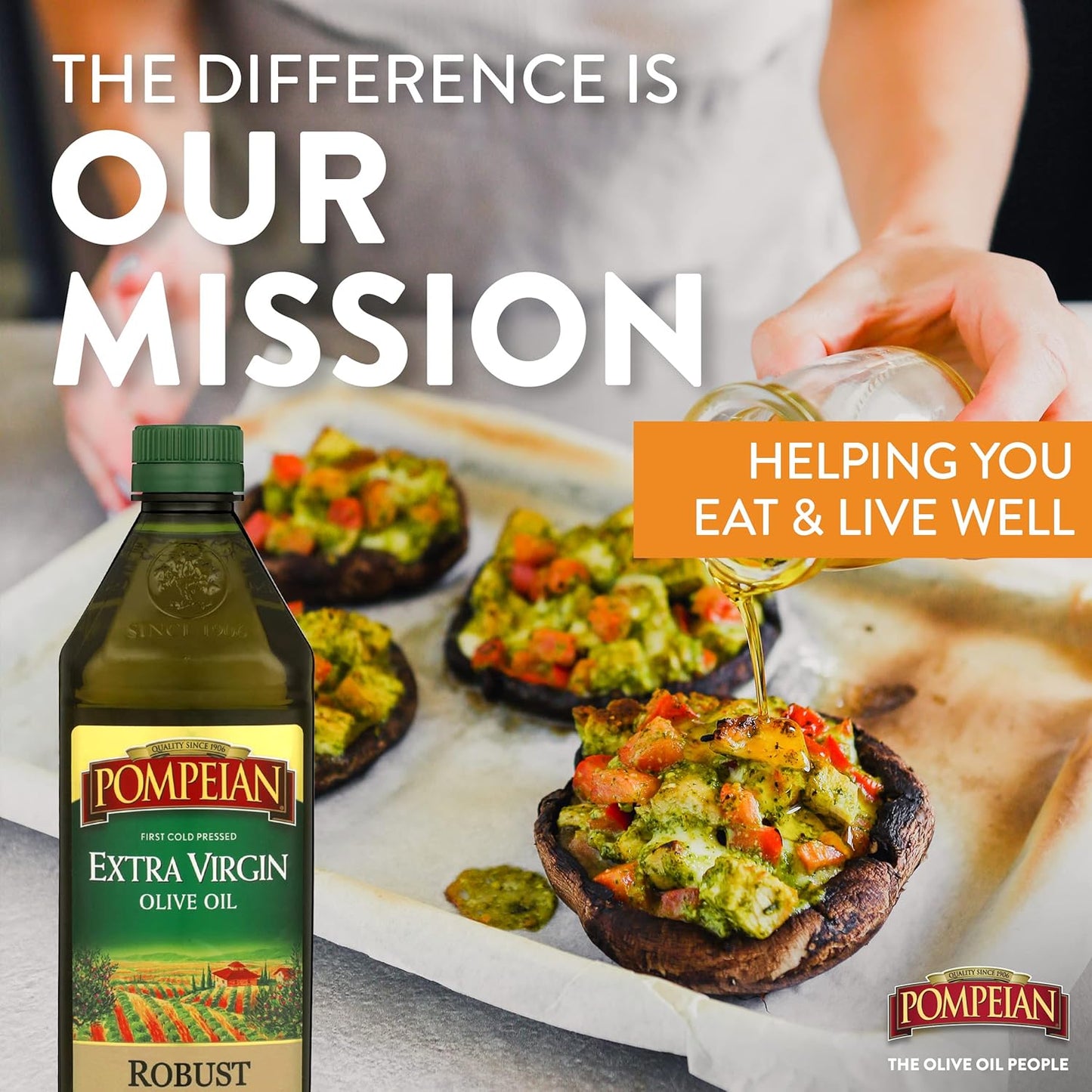 Pompeian Robust Extra Virgin Olive Oil, Contains Polyphenols, First Cold Pressed, 24 Fl Oz
