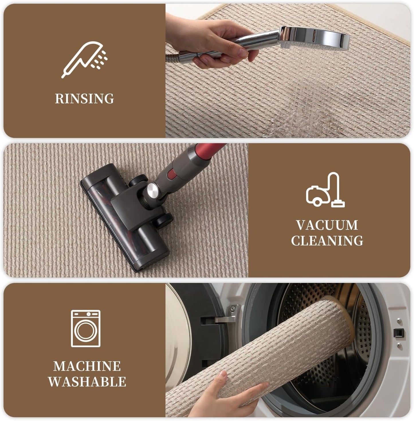 RESARE Non Slip Bath Mat - Machine Washable Bathroom Rugs, Super Absorbent Bath Mat Quick Dry Bathroom Mat, Bath Rugs Ultra Soft Rugs for Bathroom Floor, 17"x30" Beige