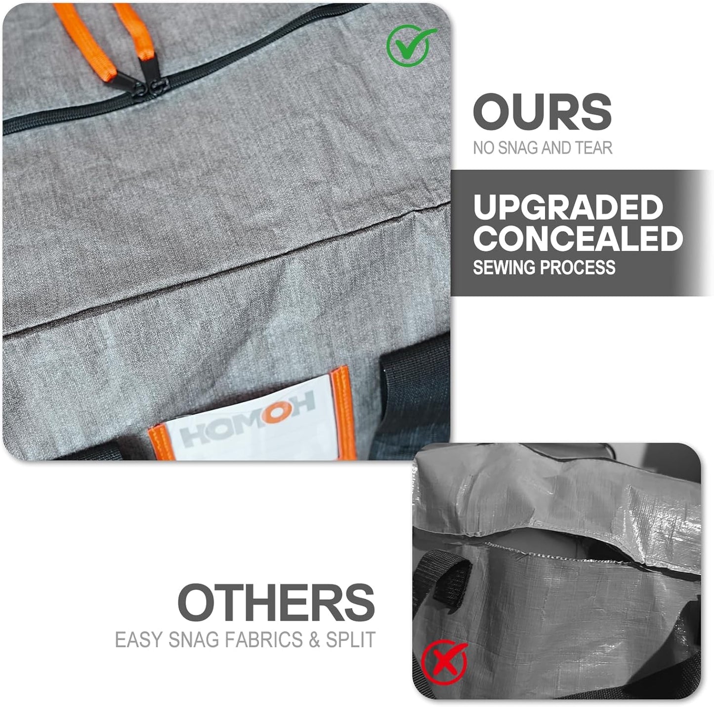 4 Pack Moving Bags Heavy Duty, Storage Bags for Clothes, Large Packing Tote with Wrap Around Handles, Internal Compression Straps, Alternative to Moving Boxes, Grey and Black