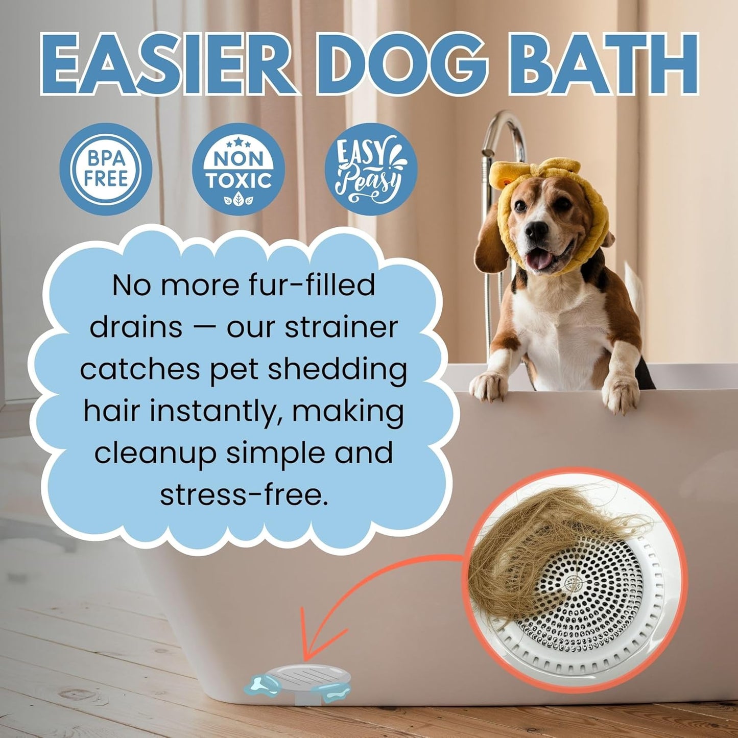 Shower Drain Hair Catcher – Ultra ShowerRing 5" Drain Cover for Flat & Domed Floors | Stainless Steel Hair Trap with Silicone Rim | High-Flow Strainer Prevents Clogs - White