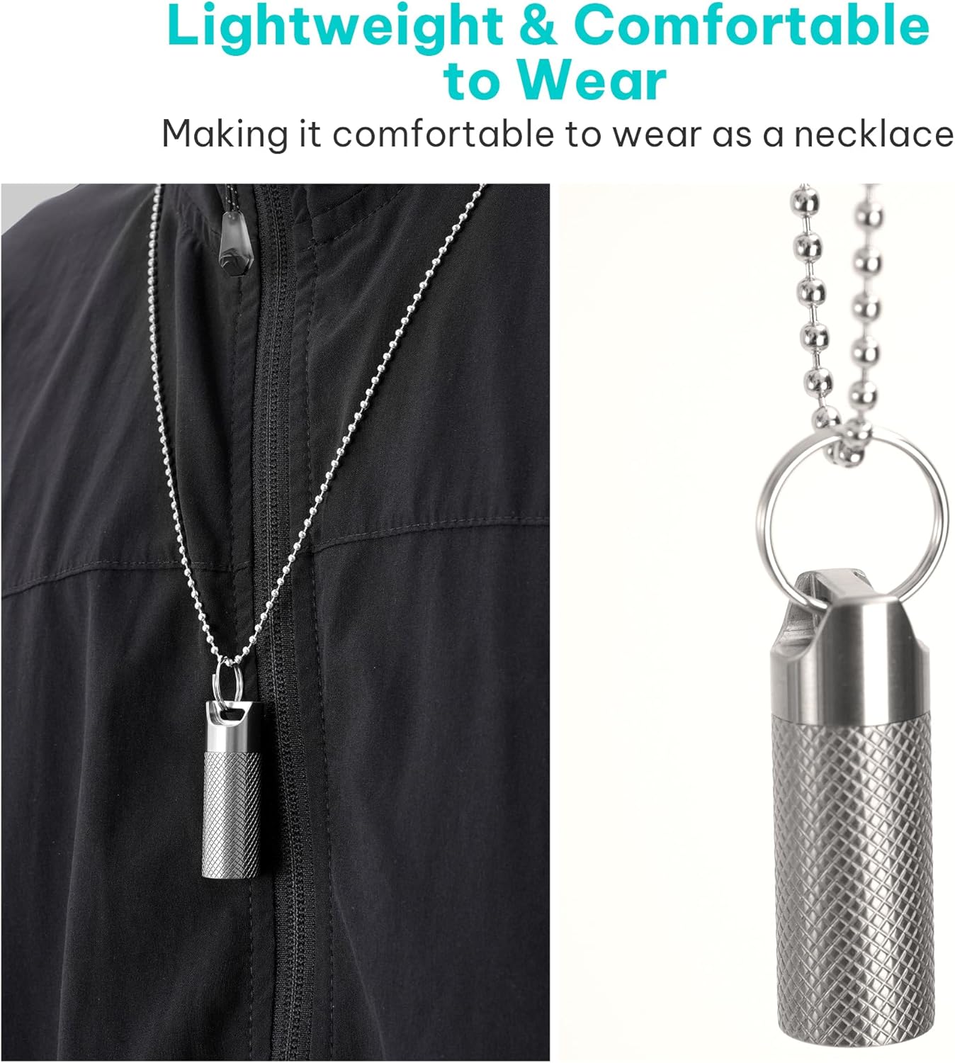 100% Waterproof Titanium Pill Box Keychain - TSA Approved, Strong and Heat Resistant, Travel Friendly | Fashion Necklace Design, Ultra Light and Compact with Extra Sealing Ring