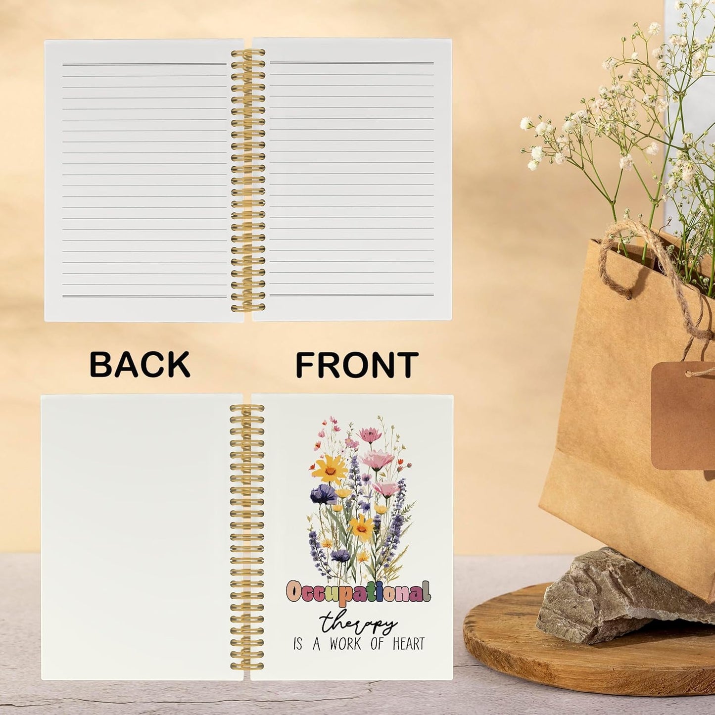 CUANFDDSF Occupational Therapy Gifts Notebook, Floral Therapy Journal Notebooks for Women, Occupational Therapist OT Gifts for Women,Writing Pads,Hardcover Spiral Notebook 5.5x8.3 Inch