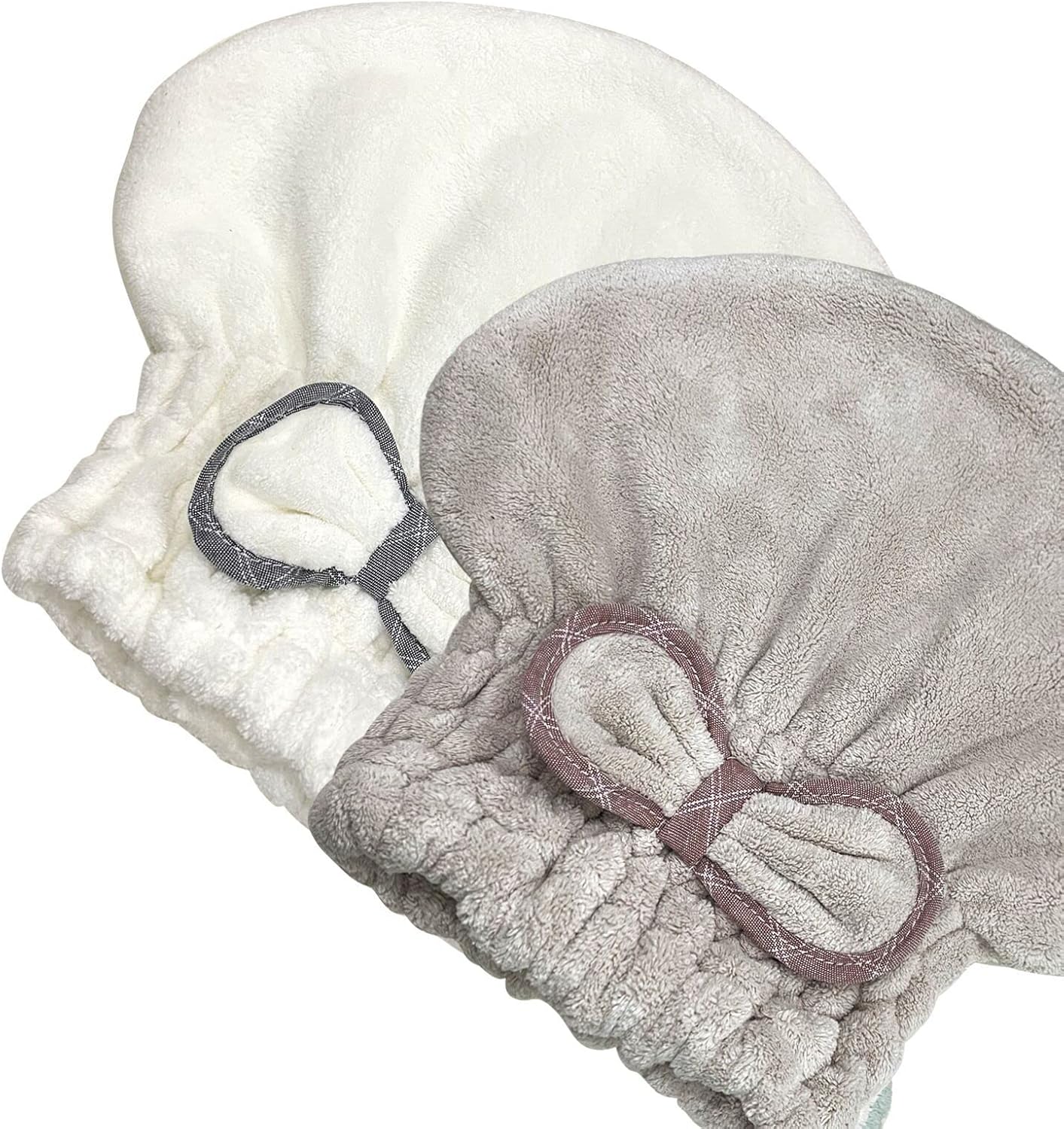 Jseng 2PC Microfiber Hair Drying Caps Large, Extrame Soft & Ultra Absorbent, Fast Drying Turban Hair Wrap Towels Thick Fluffy for Women