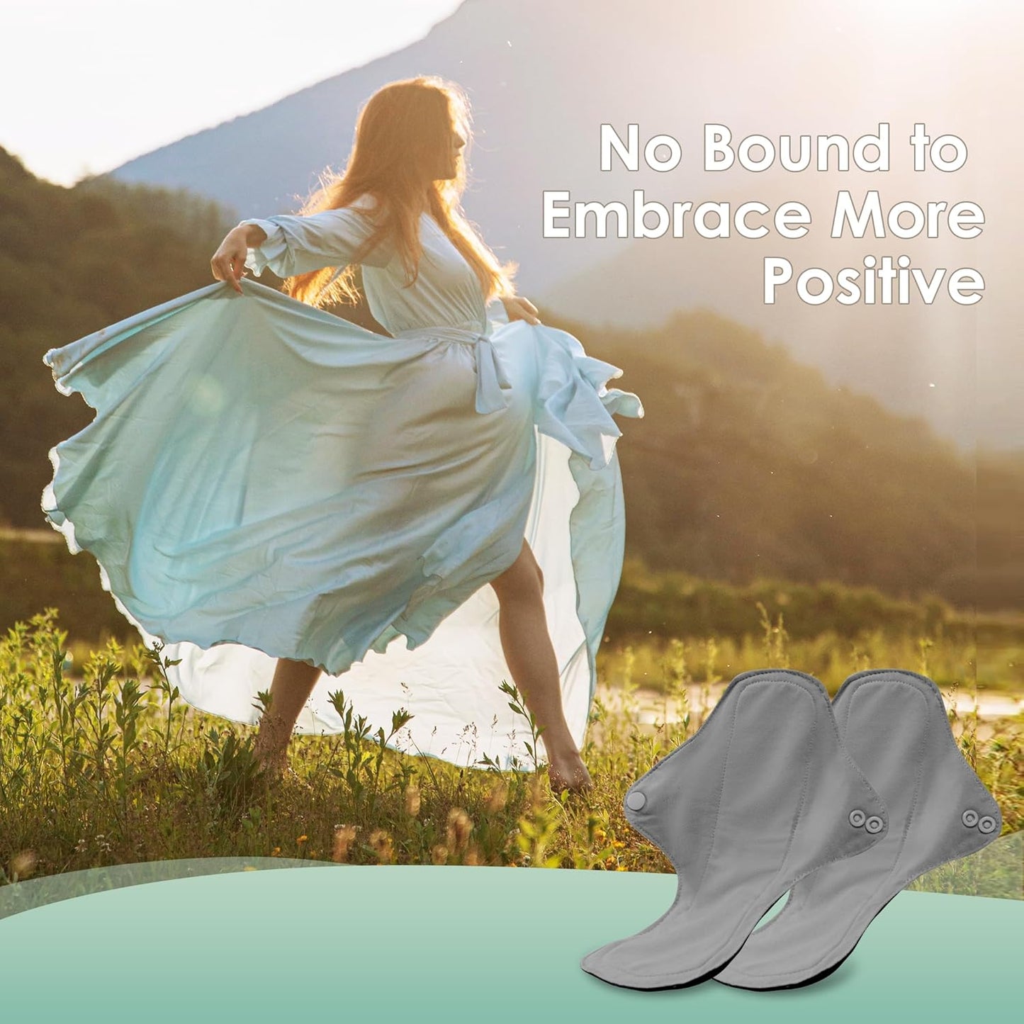 wegreeco 6 Pcs Reusable Menstrual Pads, Ultra Absorbent Cloth Pads for Heavy Flow, Sanitary for Teens, Women, Nonslip, Grey Inner, Grey Outer, Small