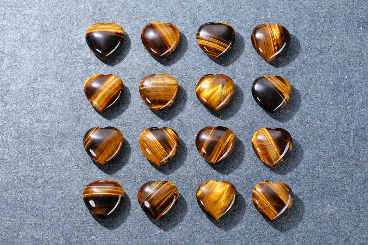 Jovivi 45mm Big Tiger Eye Crystal Heart Healing Crystals Heart Stones Polished Pocket Love Gemstones Chakra Reiki Energy Balancing Meditation Massage Gift