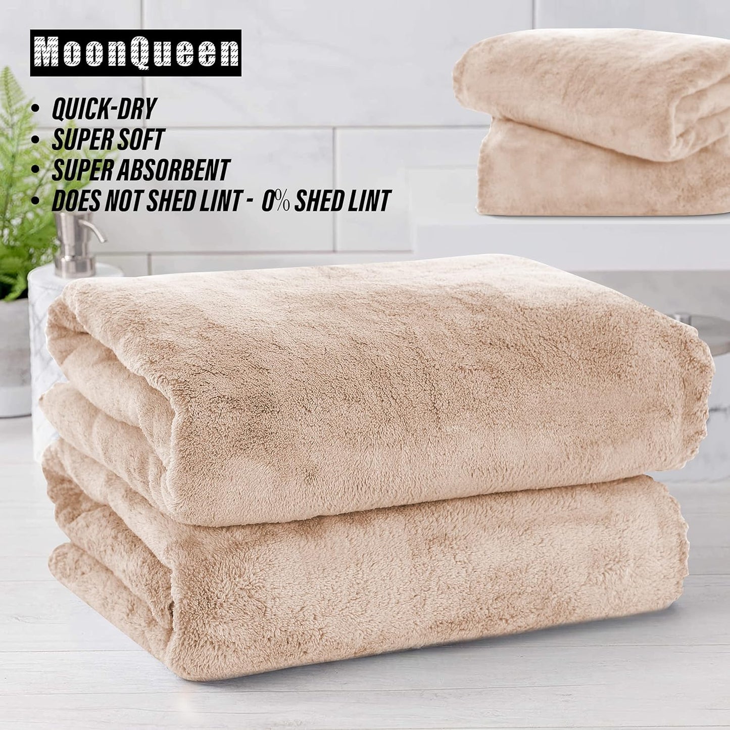 MOONQUEEN 6 Pack Premium Bath Towel Set - Quick Drying - Microfiber Coral Velvet Highly Absorbent Towels - Multipurpose Use as Bath Fitness, Bathroom, Shower, Sports, Yoga Towel (Brown)