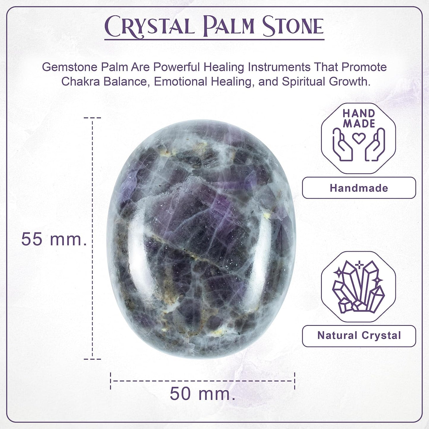 Crocon 50mm Morado opal Large Palm Stone 900+ Carats Pocket Worry Stones for Natural Chakra Balancing Reiki Healing Stones and Crystal Healing Spa Energy Crystals gifts for women
