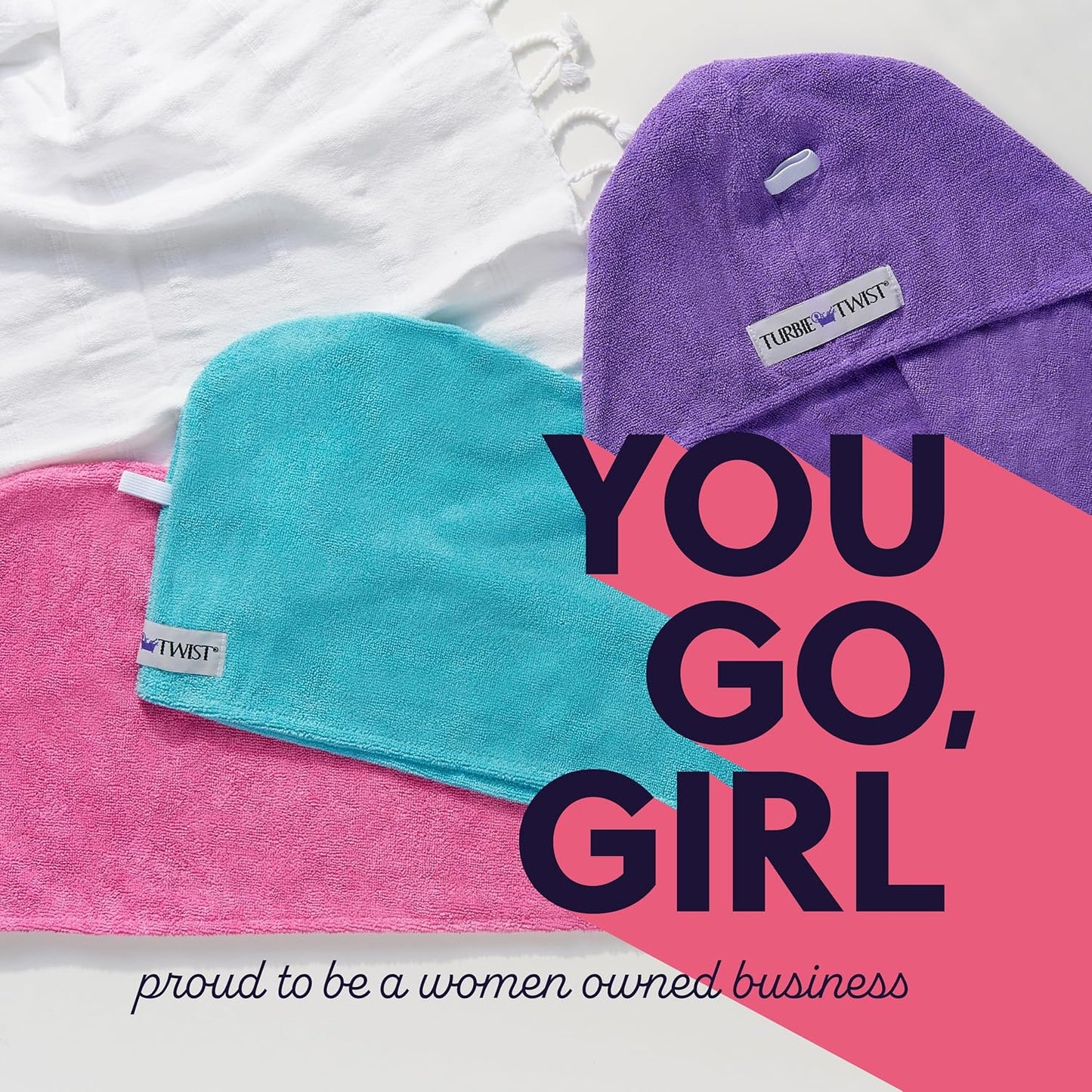 Turbie Twist 3-Pack Microfiber Hair Towel for Beauty, Travel, Gifting - Hair Wrap Turban for Straight, Wavy & Curly Hair - Premium Personal Care - Gray, Blue & Pink