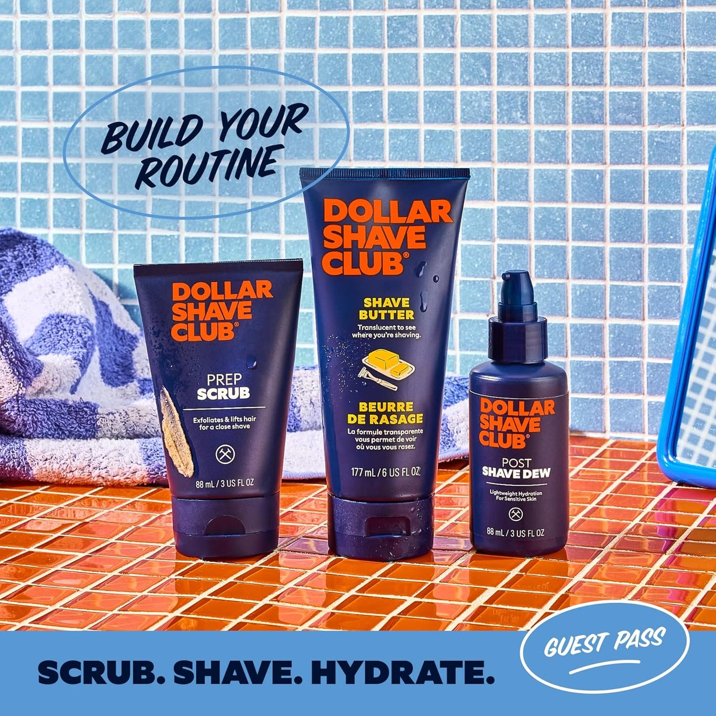 Dollar Shave Club | The Guest Pass Shave Set | 2 Extra Close Refill Cartridges, 1 Handle (Green), 1 Razor Cover, Razors for Men