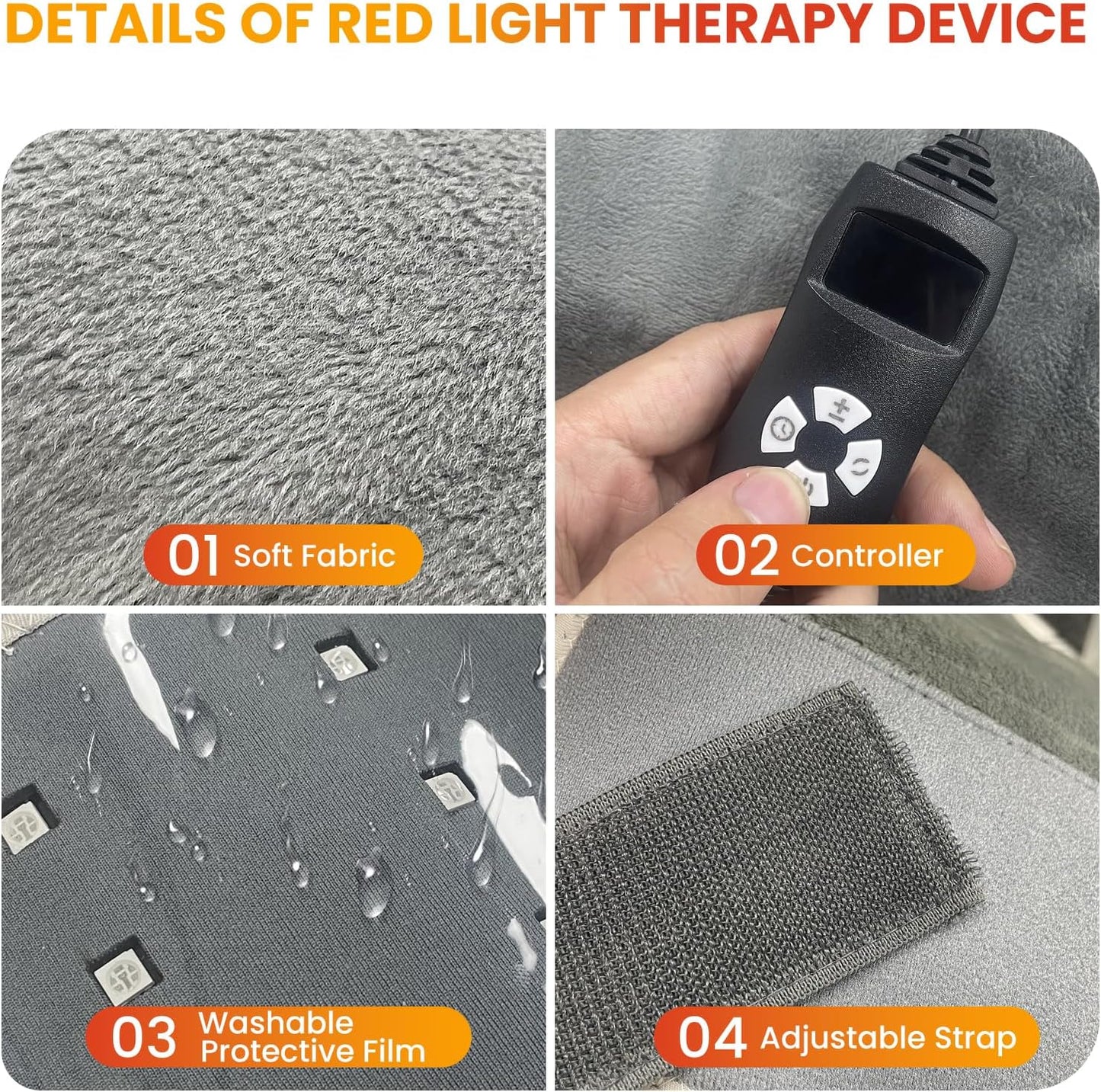 Red Infrared Light Device for Back: Neck Shoulder Body Pain Relief, Electric Heated Red Light Therapy Device, 660nm&850nm Dual-chip LED Wrap Pad Muscle Relaxing for Women Men at Home 6 Timers Auto‑Off