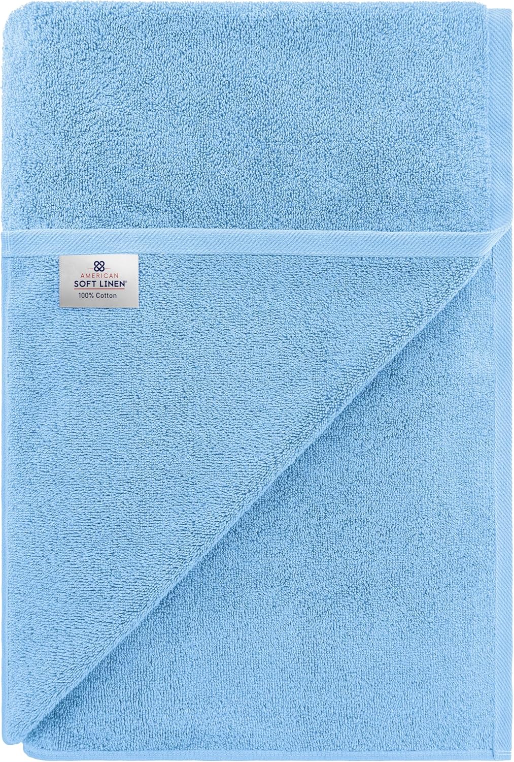 American Soft Linen Oversized Bath Sheet 40x80 Extra Large for Bathroom, 600 GSM 100% Cotton Turkish Jumbo Bathsheet Towels for Adults, Sky Blue Bath Sheet