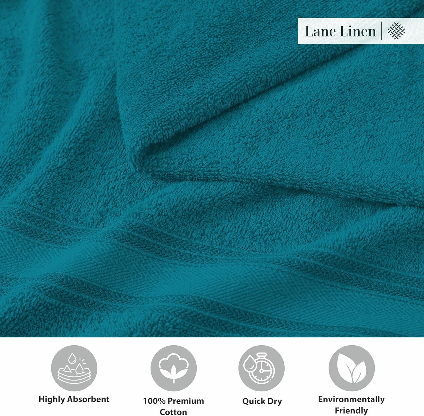 LANE LINEN 100% Cotton Oversized Bath Towels Set of 4 (35"x66") - Zero Twist Cotton Oversized Towels - Quick Dry, Soft & Absorbent Extra Large Bath Towel Set - Dorm Essentials for Girls - Sea Port
