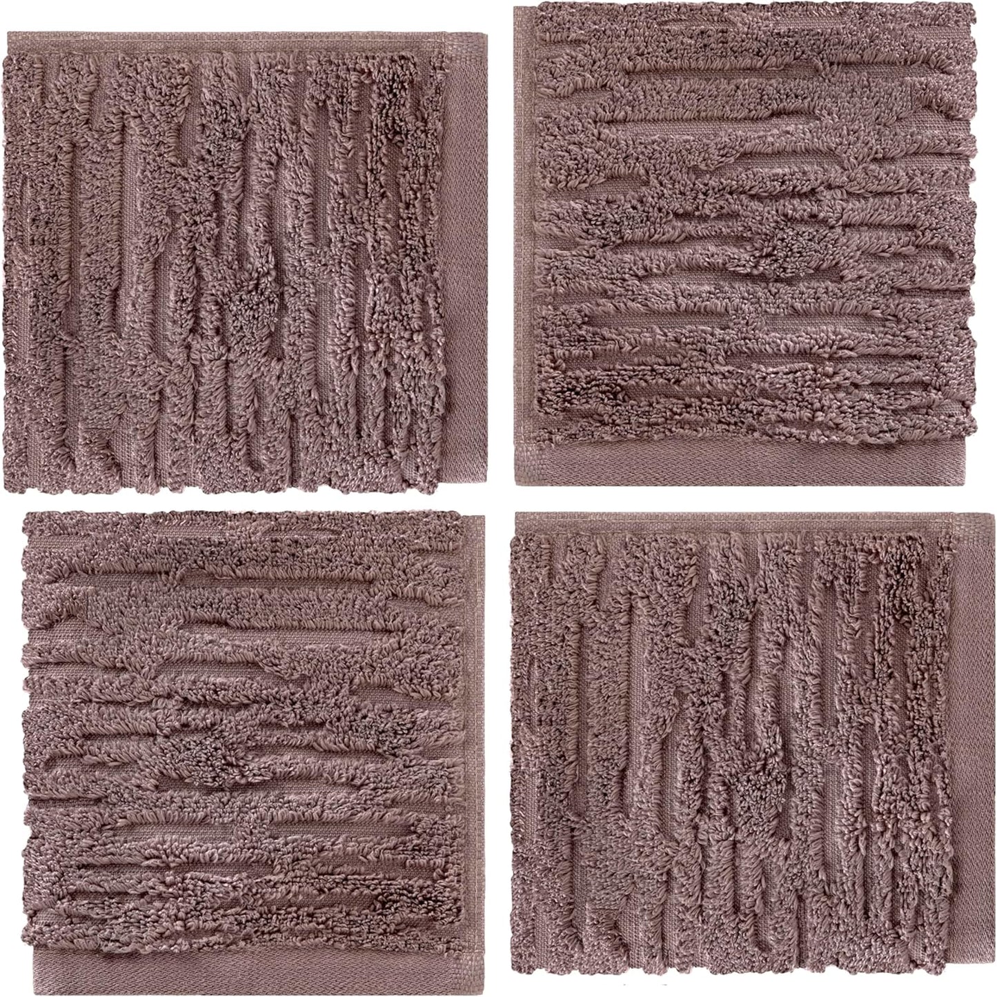 SKL Home CloudSoft Cotton Luxury 4-Piece Washcloth Set, Soft Plum