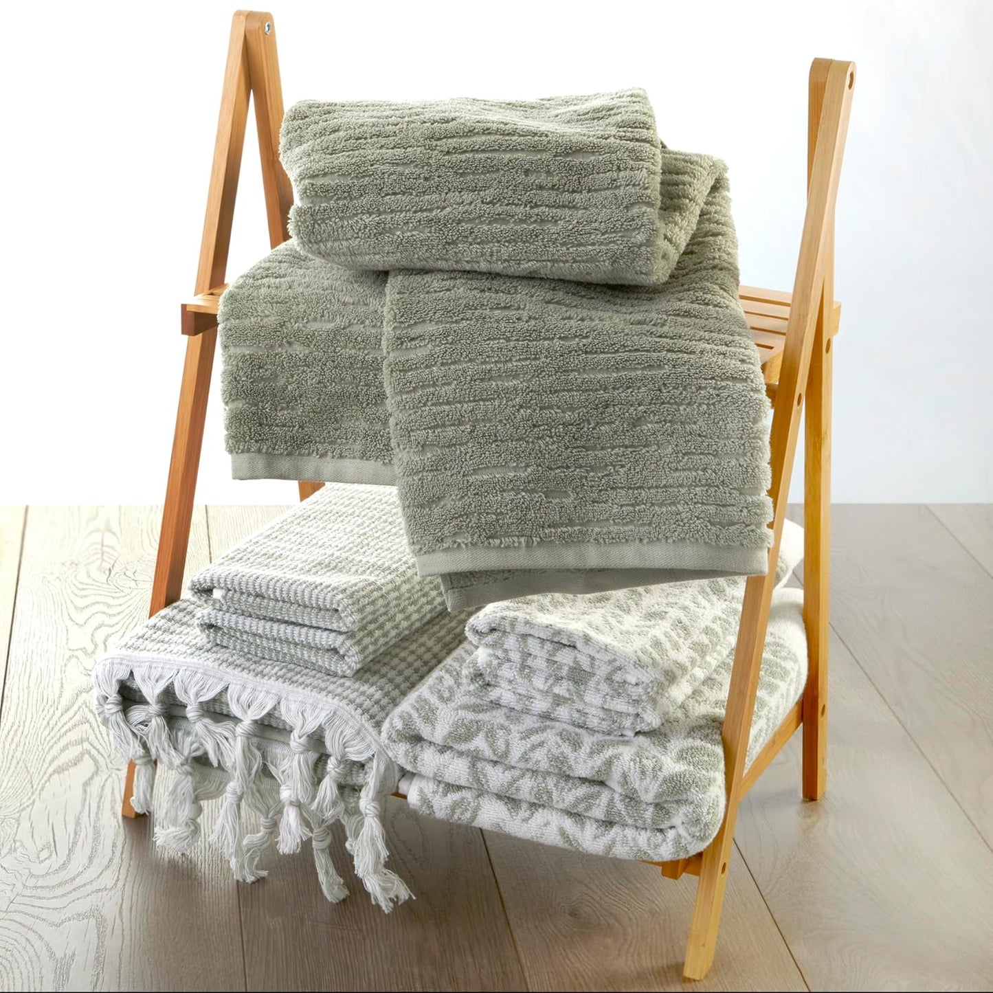 SKL Home CloudSoft Cotton Luxury 2-Piece Hand Towel Set, Sage