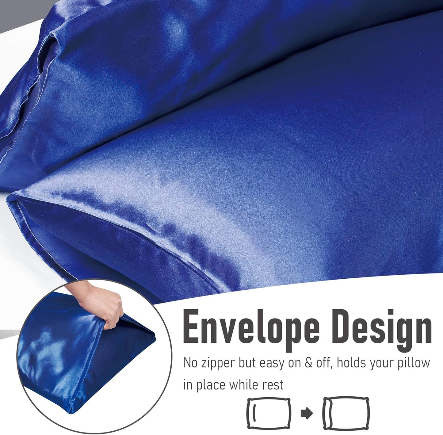 Tyfitb Satin Pillowcase Set for Hair & Skin Care – Cooling, Hypoallergenic, Anti-Frizz, Wrinkle-Free – Soft, Luxurious Pillowcases with Envelope Closure – 2-Pack, Queen Size 20x30, Gift-Ready