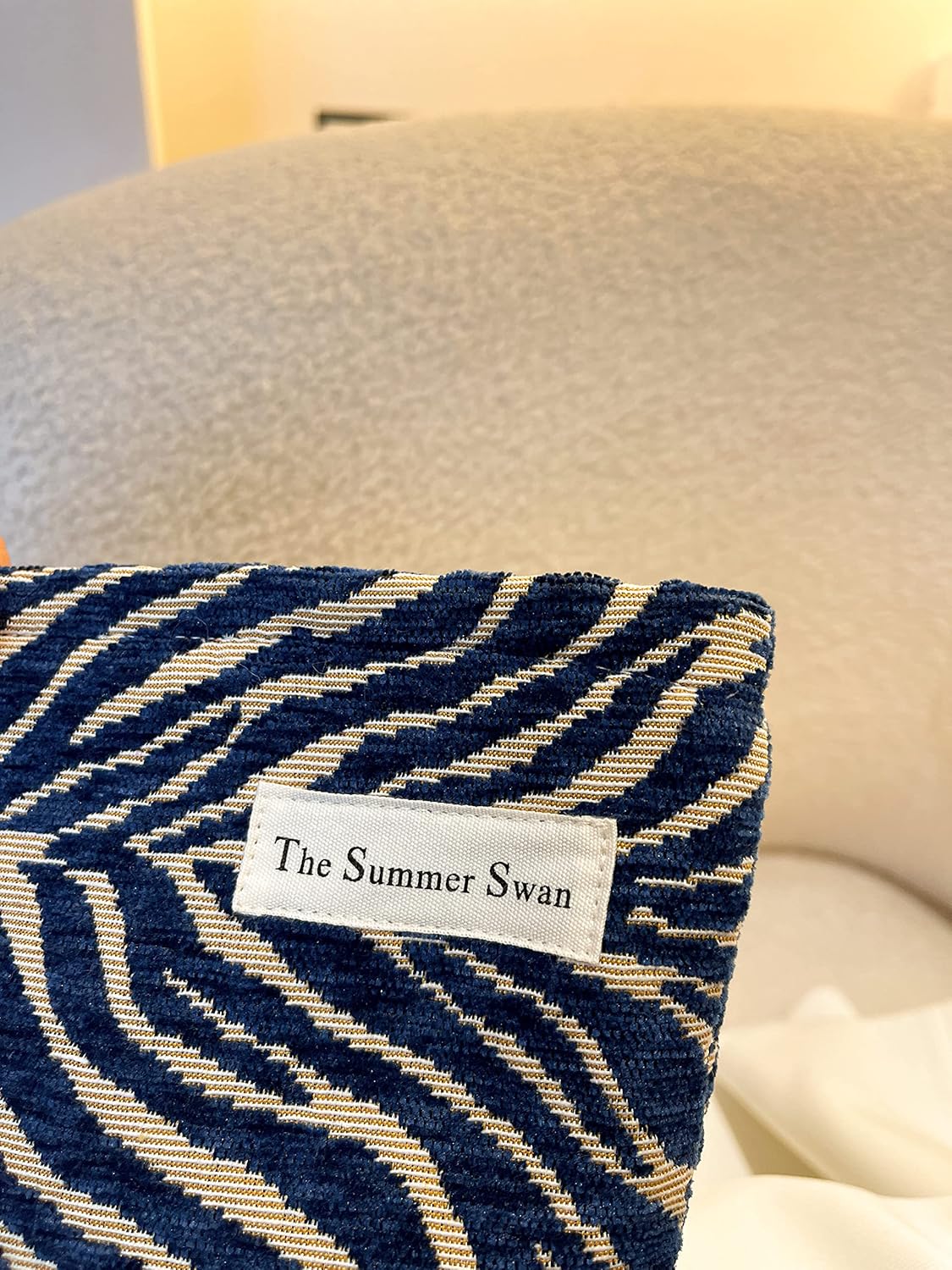 The Summer Swan | Large Aesthetic Floral Mid-day Clutch Period Kit Hygiene Skincare Cute Makeup Bag (Velvet Zebra Print Navy)