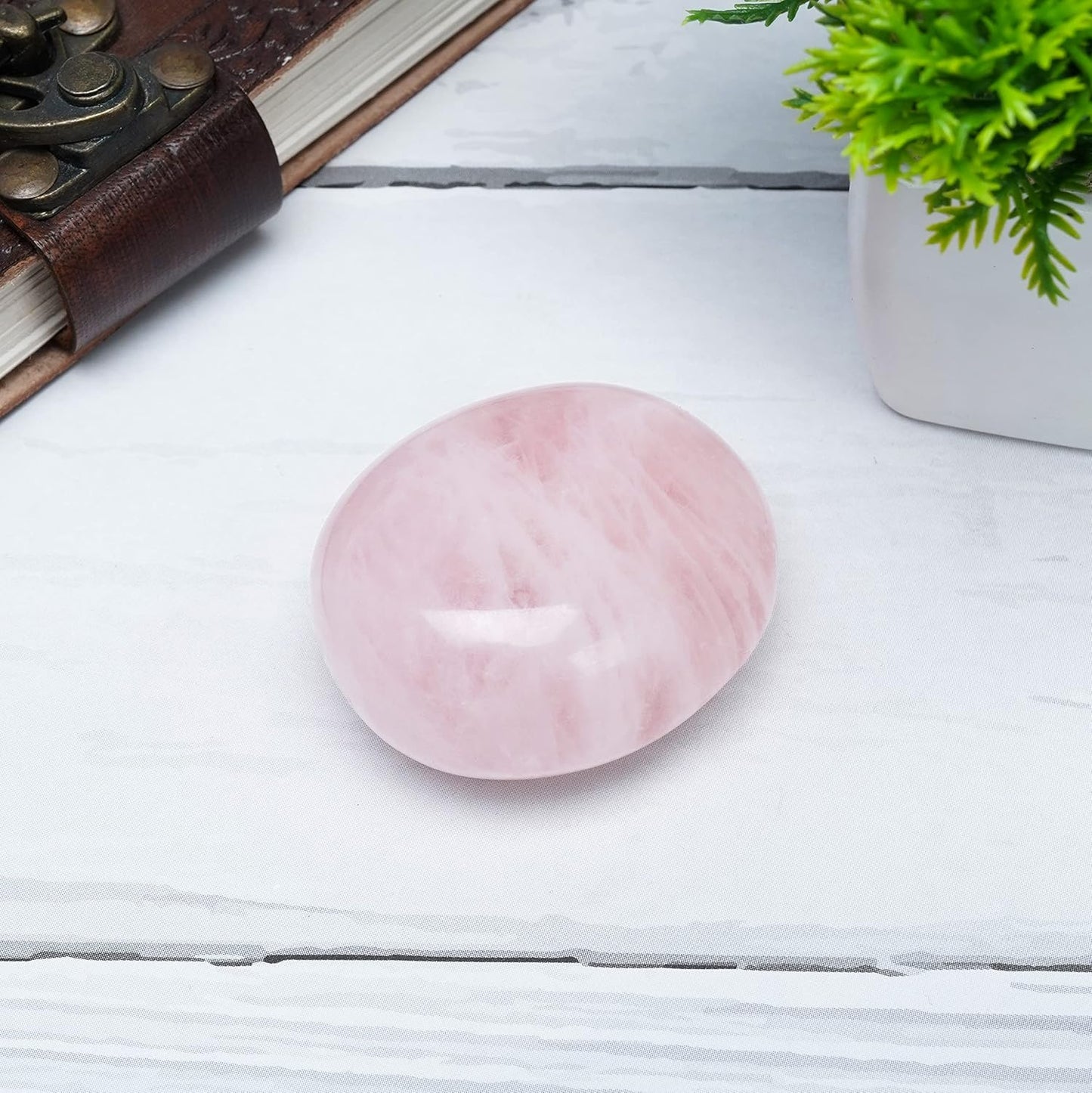 Crocon 50mm Rose Quartz Large Oval Palm Stone 900+ Carats Pocket Massage Worry Stones for Natural Body Chakra Balancing Reiki Healing Stones Massage Spa Energy Crystals