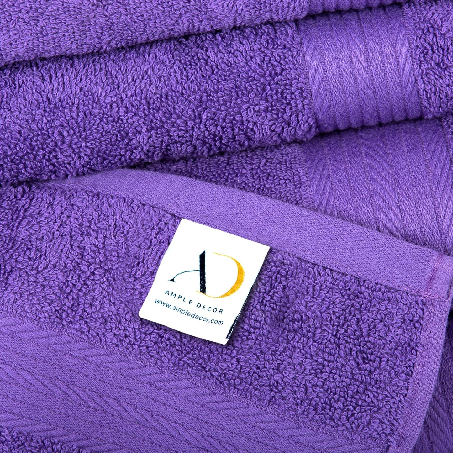 Ample Decor Hand Towel 18 X 28 Inch Pack of 52 600 GSM 100% Cotton, Soft Absorbent Thick Durable Premium Quality, for Hotel, Bathroom, Spa, Daily Use, Gym - Machine Washable - Purple