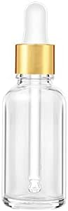 Bumobum 2 oz Dropper Bottle, 24 pack Clear Glass Eye Dropper Bottles with Golden Top Cap for Essential Oils, Tincture Bottle with Labels and Funnel