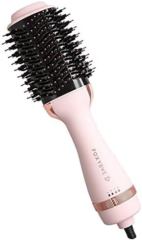 FoxyBae Blow Dryer Brush 75mm - Ceramic Tourmaline Blowout Brush for Styling, Curling, and Volumizing - All-in-One Tool (Blush)