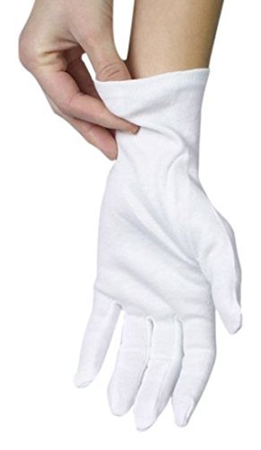 Cotton Gloves - 3 Pairs White Moisturizing Night Gloves, 100% Cotton, Size S