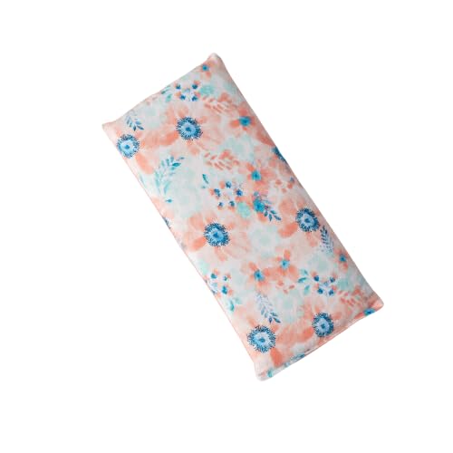 Large Microwave Heating Pad with Flax Seed, Scented or Unscented, Good For Back Pain or Cramps, Moist Heat Therapy or Ice Pack, Microwavable Bean Bag, 6" x 12" (Peach Floral, No Added Herbs)