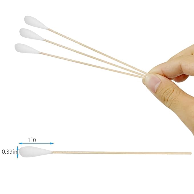 6 Inch Long Cotton Swabs (Large Size) 100pcs,Large Cotton Buds with Bamboo Handle for Pets, Gun Cleaning or Makeup