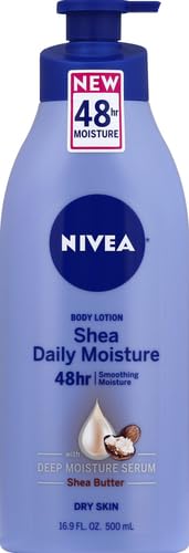 NIVEA Shea Nourish Body Lotion for Dry Skin with Hyaluronic Acid, Shea Butter and Deep Nourishing Serum, 48-Hour Body Moisturizer, 16.9 Fl Oz Pump Bottle (Pack of 2)