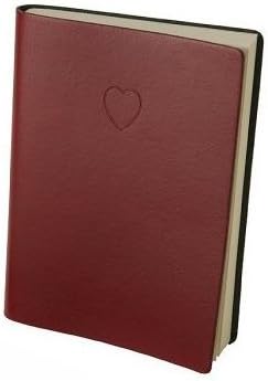 WORLD TRAVELER Eccolo Red Embossed Heart Writing Journal Notebook, 256 Lined Pages, Flexible Faux Leather Cover, 5-x-7-inch
