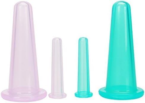 4Pcs Massage Cupping Set Silicone Mini Facial Cups Face Massager Helper Skin Care Neck Back Eyes Massaging Cup Safe to Use, Don't Worry About Burns Health Care Products, Massage Tools (Purple)