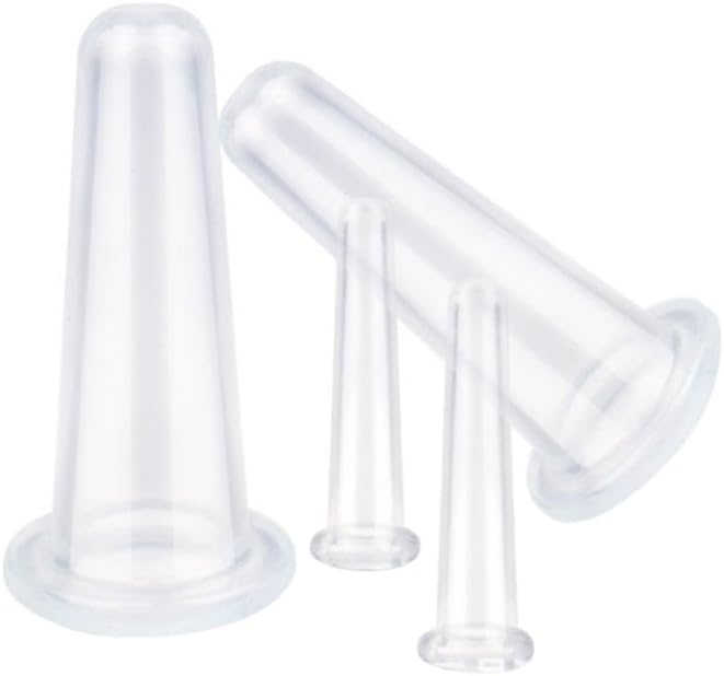 4 Pieces Facial Cupping Therapy Set Anti Cellulite, Silicone Vacuum Cupping Cups for Face and Eye Cupping Massage Manual Back Massagers (2 Small + 2 Large) (Transparent 2PCS)