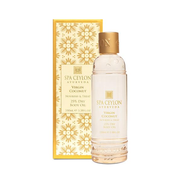 SPA CEYLON Virgin Coconut Nourish & Treat 25% Dry Body Oil | Organic Virgin Coconut Oil | Daily Hydration | Dry Skin Nourishing | Cold-Pressed | 100ml