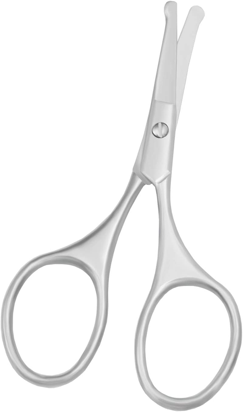 Multicolor Professional Grooming Scissors for Personal Care Facial Hair Removal and Ear Nose Eyebrow Trimming Stainless Steel Fine Straight Tip Scissors 3.9 Inch (Silver Set D)