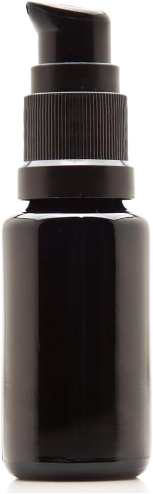 Infinity Jars 15 Ml (0.5 fl oz) Refillable Ultraviolet Black Glass Pump Bottles Leak-Proof Travel Containers for Toner, Sanitizer, Beard Oil, Hair Serum, Essential Oils 3-Pack