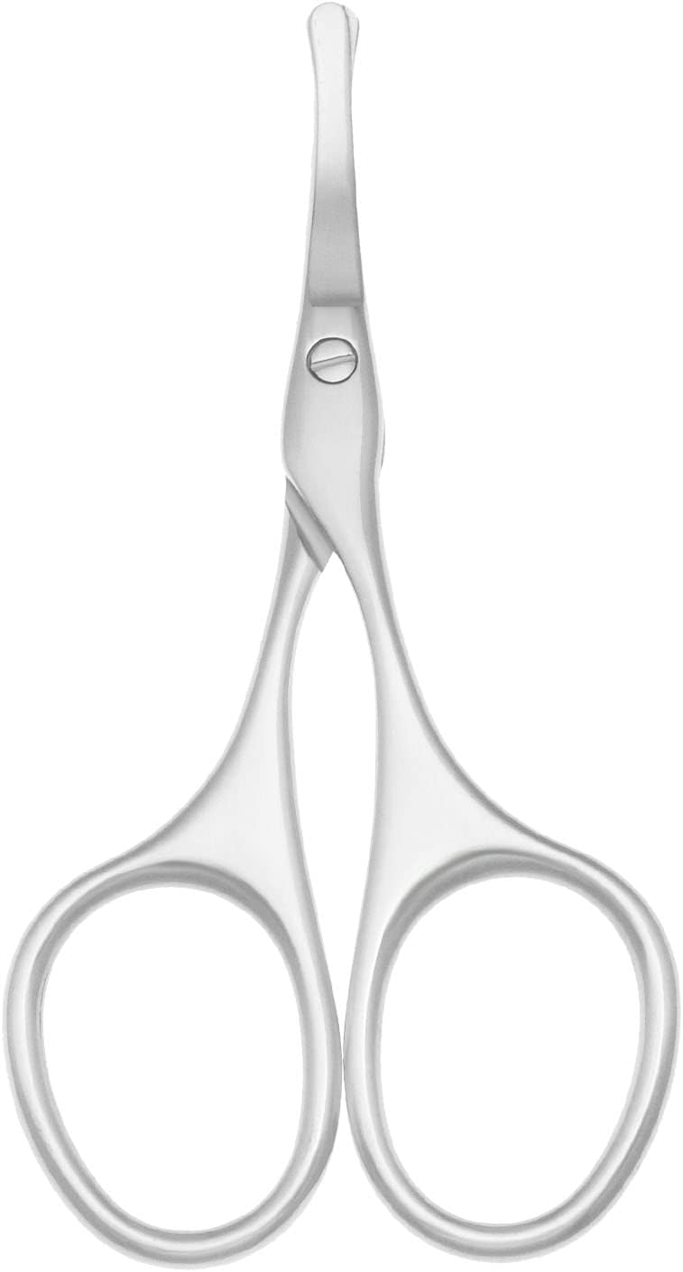 Multicolor Professional Grooming Scissors for Personal Care Facial Hair Removal and Ear Nose Eyebrow Trimming Stainless Steel Fine Straight Tip Scissors 3.9 Inch (Curved Silver Set)
